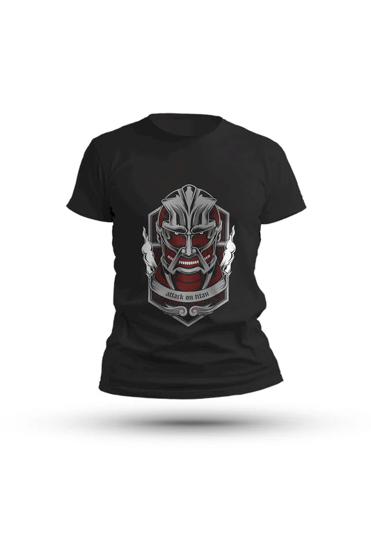 Armored Titan mask anime T-shirt – a symbol of unshakable duty and hidden pain