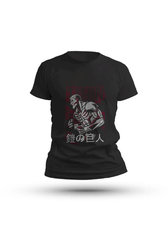 Printed cotton T-shirt with Armored Titan design – Attack on Titan anime wear