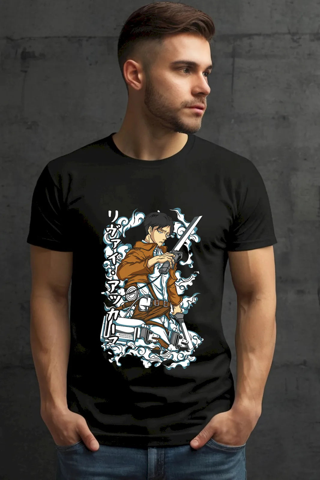 Levi Ackerman Attack on Titan anime T-shirt in white – premium cotton tee for anime fans