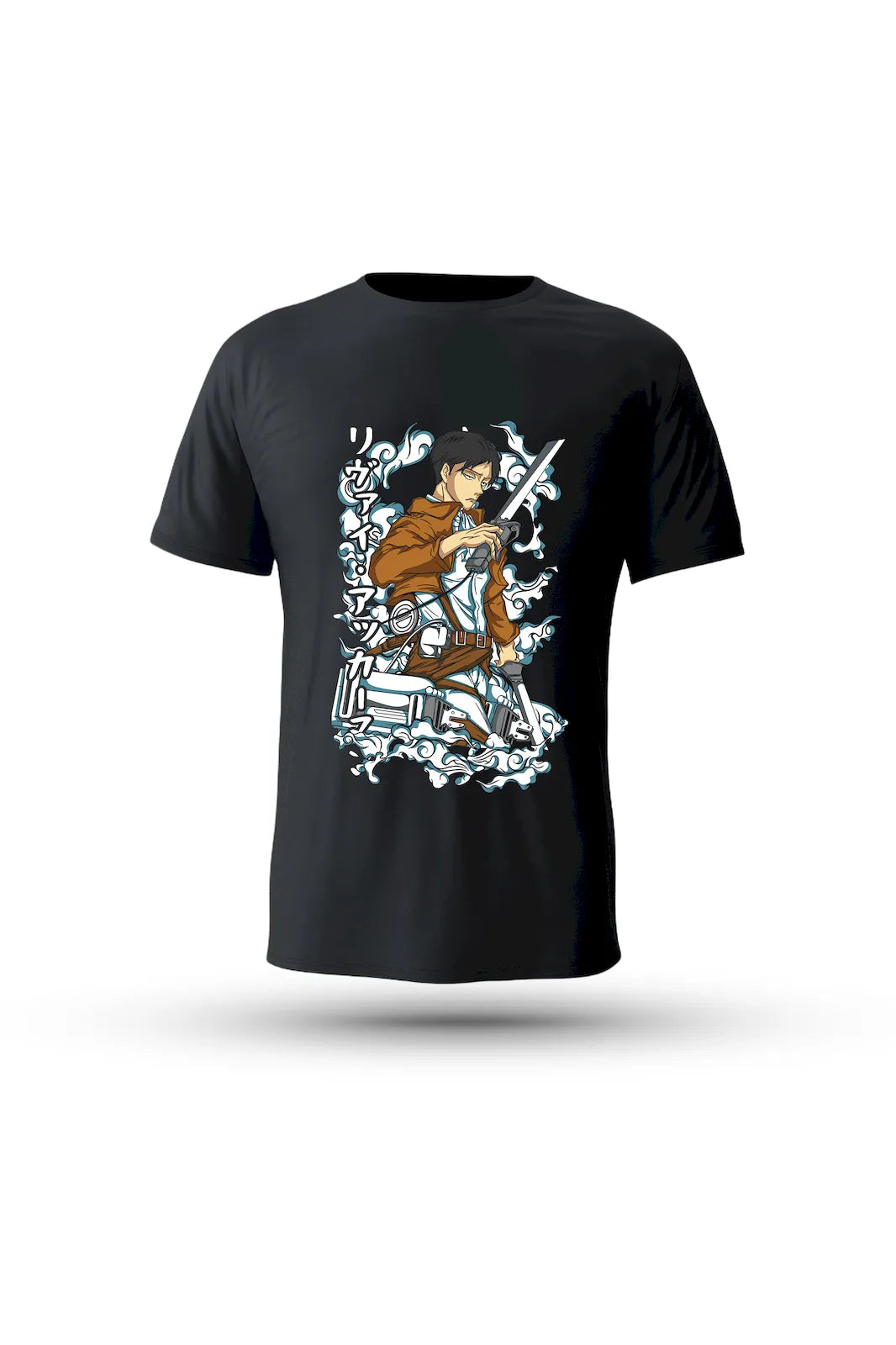Levi Ackerman Attack on Titan anime T-shirt in black – stylish dark cotton tee for anime lovers