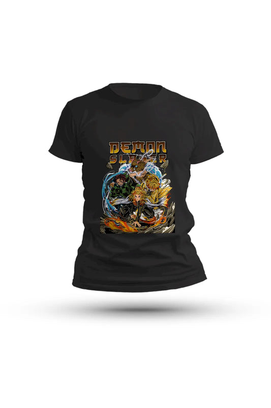 Demon Slayer trio anime T-shirt – experience the fearless bond of Tanjiro, Zenitsu, and Inosuke