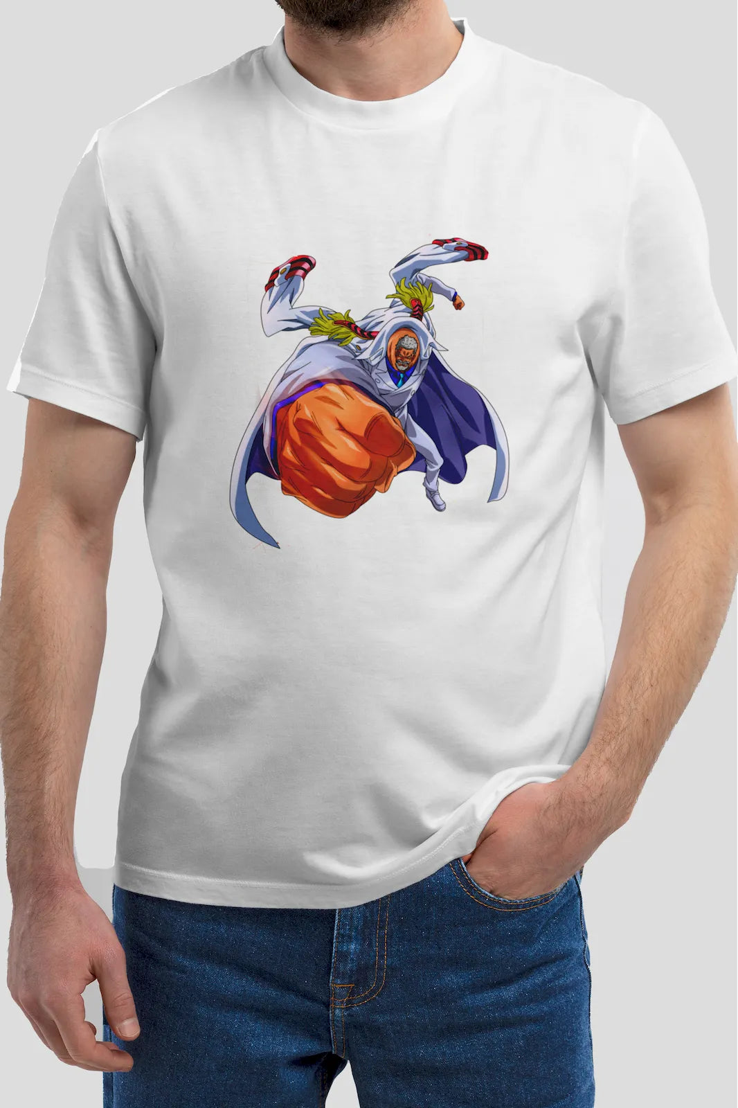 Monkey D. Garp One Piece Hero Punch T-shirt – honor the legendary Marine hero known for his unstoppable strength