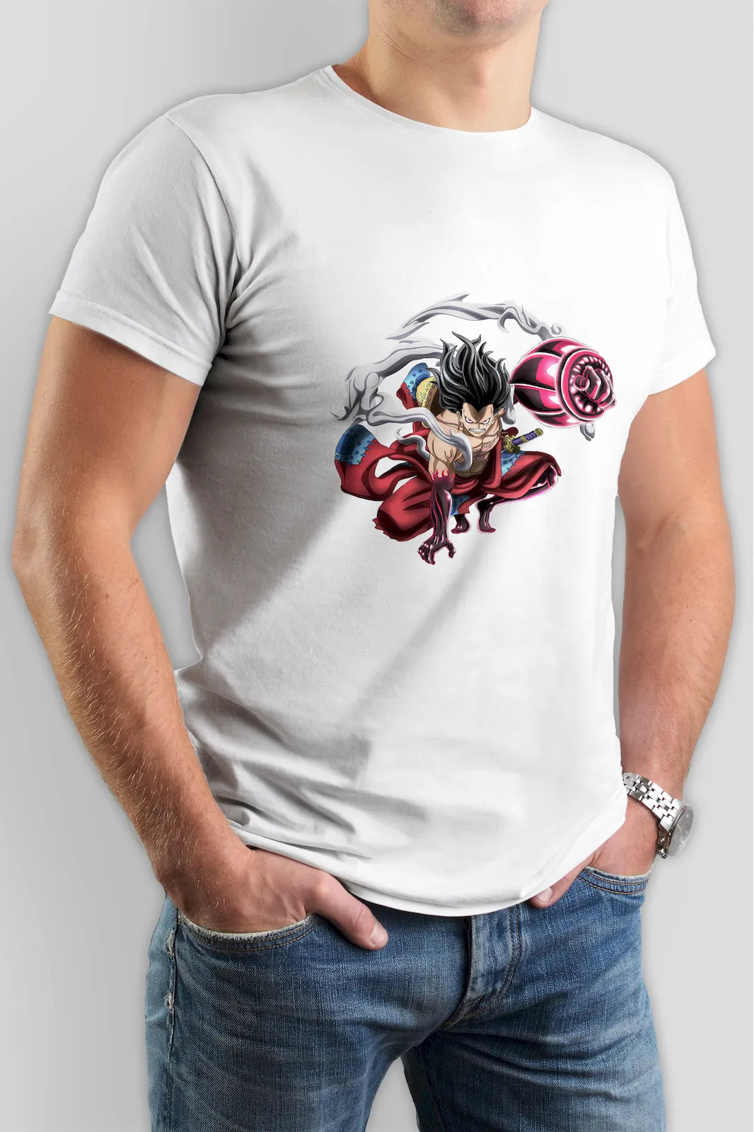 Luffy Gear 4 Boundman One Piece Anime T-shirt – unleash the unstoppable force of Luffy’s legendary transformation