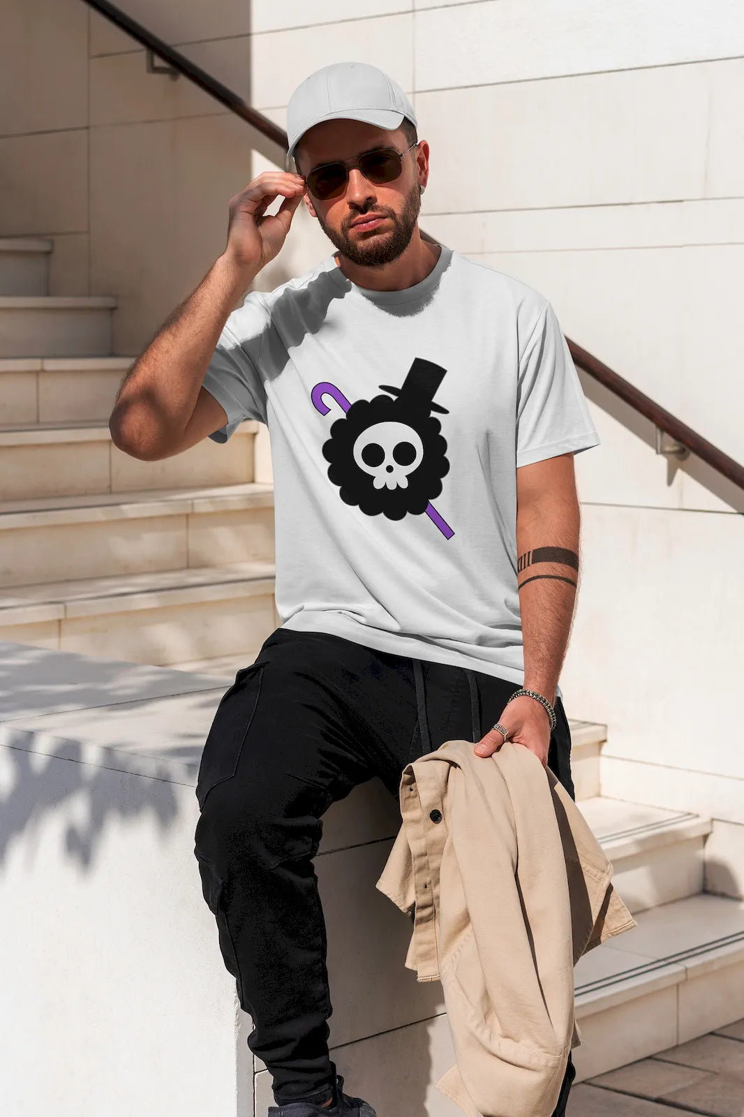 Soul King Brook Pirate One Piece T-shirt – rock the stage with the Straw Hat’s legendary musician and undead soul