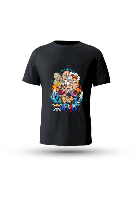 Gear 5 Luffy and crew printed T-shirt – wear the joy, strength, and wild spirit of One Piece
