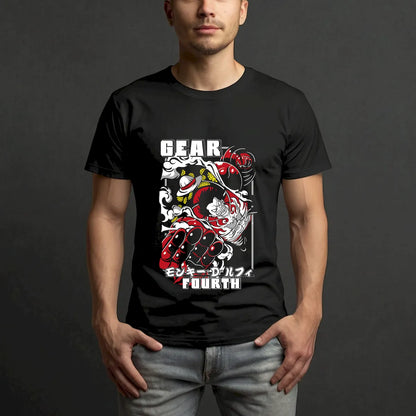 One Piece Gear Fourth Luffy Warrior Edition T-shirt – unleash the unstoppable strength and fiery spirit of the Pirate King
