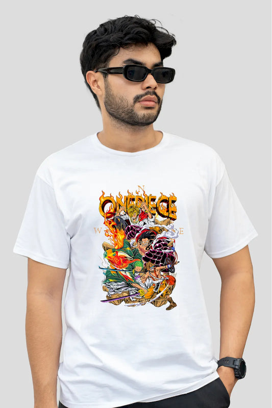 Straw Hat Pirates Power Squad One Piece Action T-shirt – unleash the strength, unity, and spirit of Luffy’s legendary crew in full battle mode
