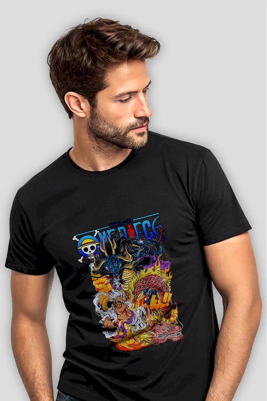 Gear 5 Luffy vs Kaido One Piece T-shirt – relive the legendary battle of freedom versus tyranny in the New World
