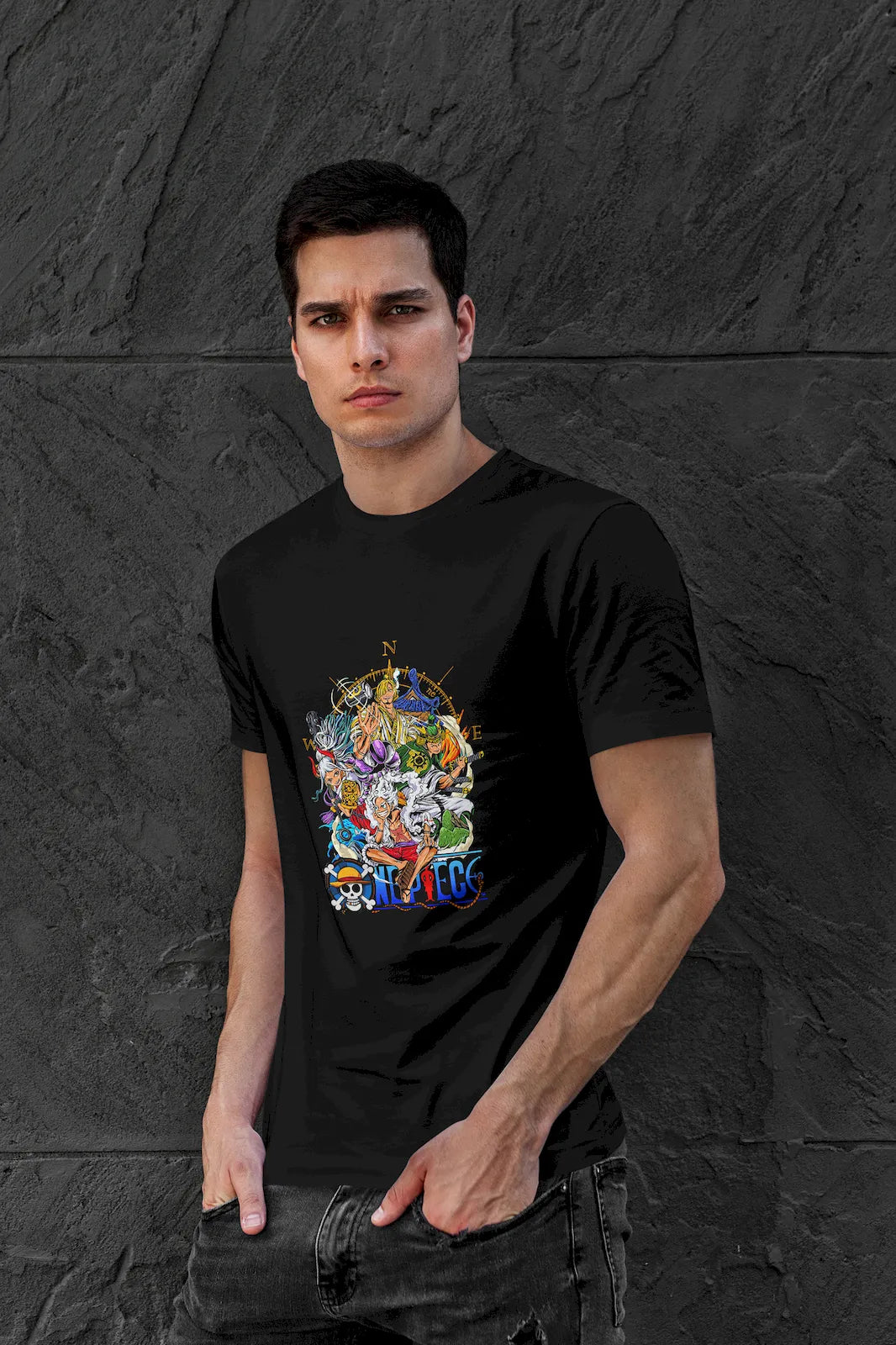 Gear 5 Luffy & Crew One Piece New World Saga T-shirt – embrace the power, unity, and legacy of the Straw Hat Pirates in their greatest journey yet
